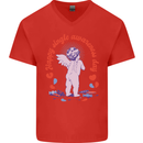 Happy Single Awareness Day Mens V-Neck Cotton T-Shirt Red