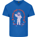 Happy Single Awareness Day Mens V-Neck Cotton T-Shirt Royal Blue