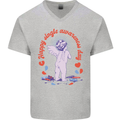 Happy Single Awareness Day Mens V-Neck Cotton T-Shirt Sports Grey