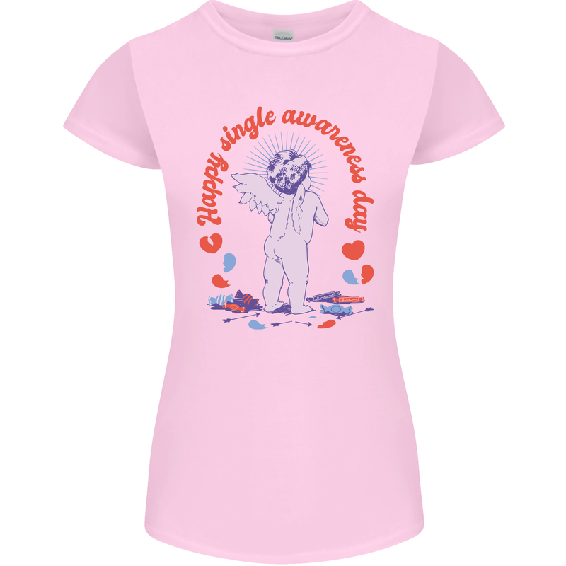 Happy Single Awareness Day Womens Petite Cut T-Shirt Light Pink