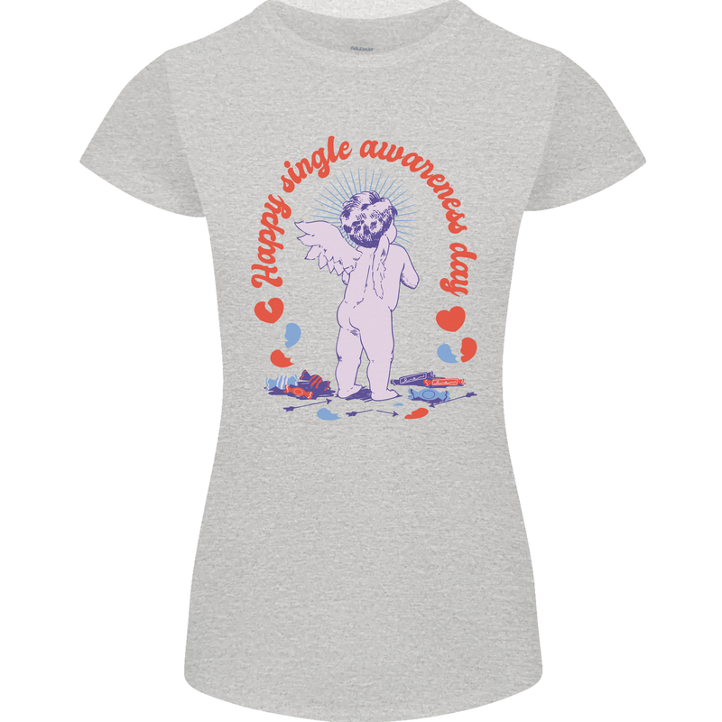 Happy Single Awareness Day Womens Petite Cut T-Shirt Sports Grey