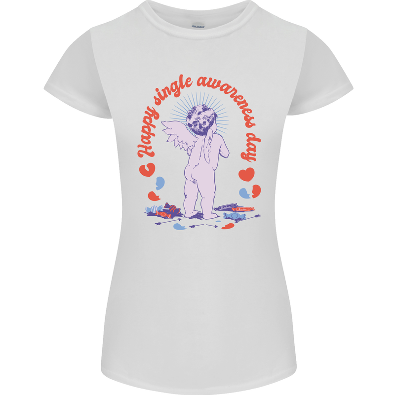 Happy Single Awareness Day Womens Petite Cut T-Shirt White