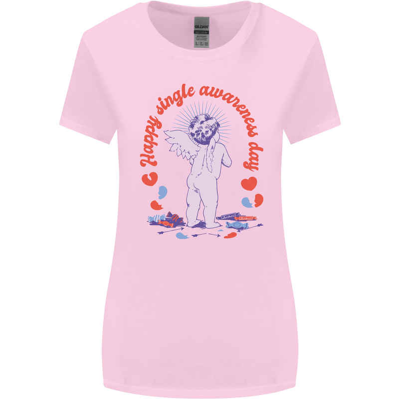 Happy Single Awareness Day Womens Wider Cut T-Shirt Light Pink