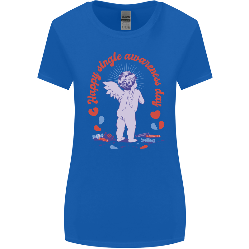 Happy Single Awareness Day Womens Wider Cut T-Shirt Royal Blue