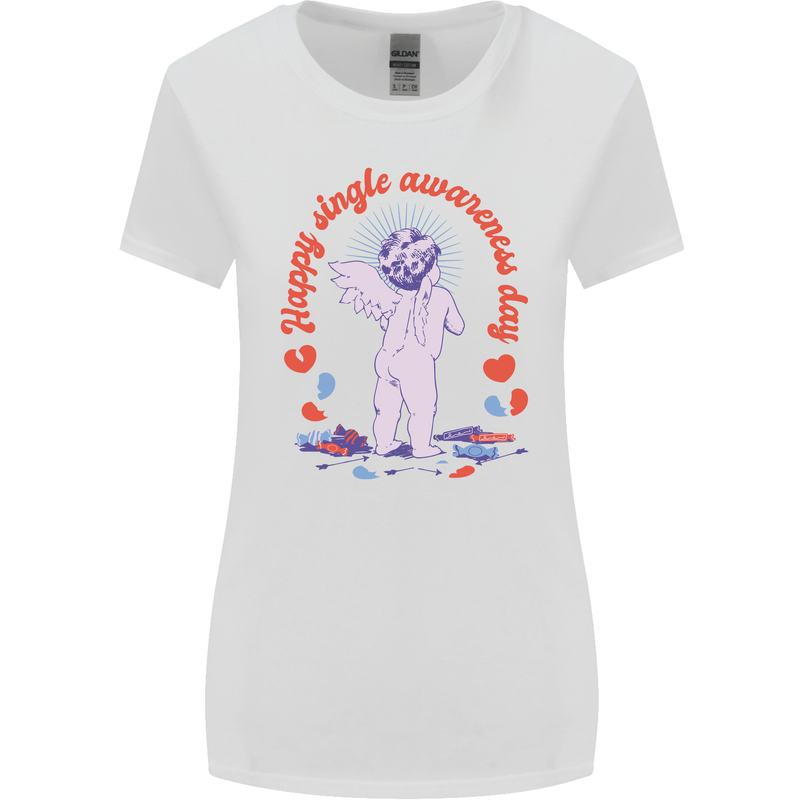 Happy Single Awareness Day Womens Wider Cut T-Shirt White