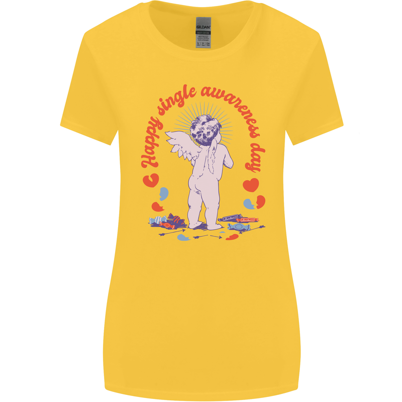 Happy Single Awareness Day Womens Wider Cut T-Shirt Yellow