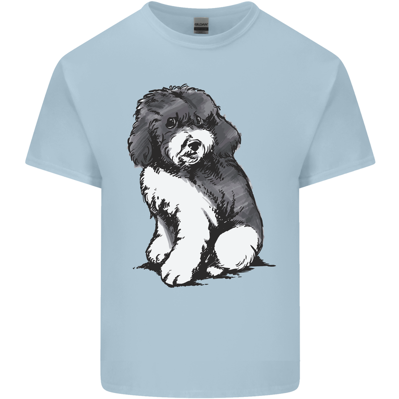 Harlequin Poodle Sketch Mens Cotton T-Shirt Tee Top Light Blue