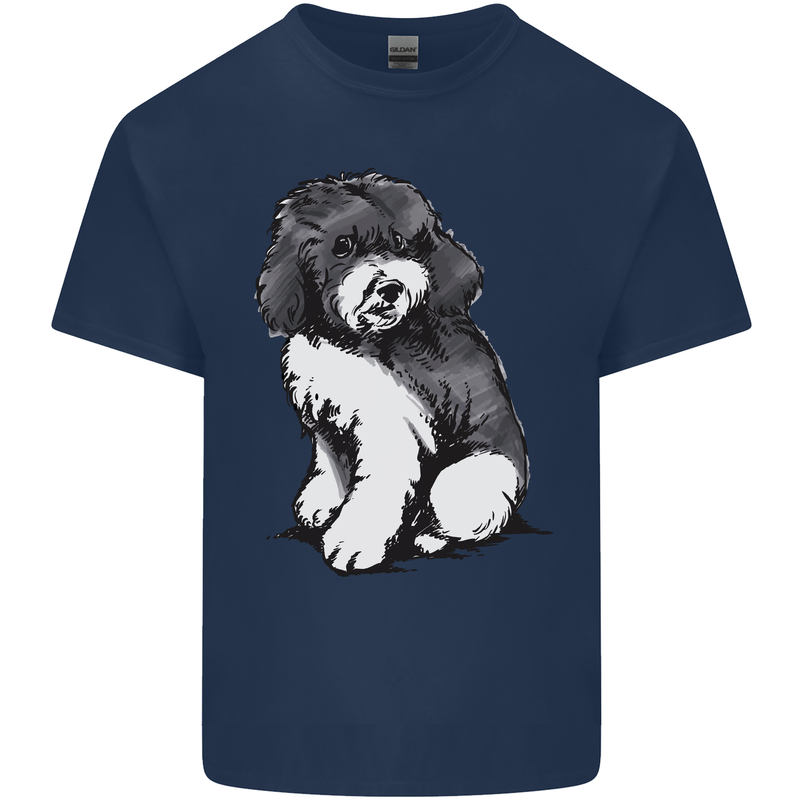 Harlequin Poodle Sketch Mens Cotton T-Shirt Tee Top Navy Blue