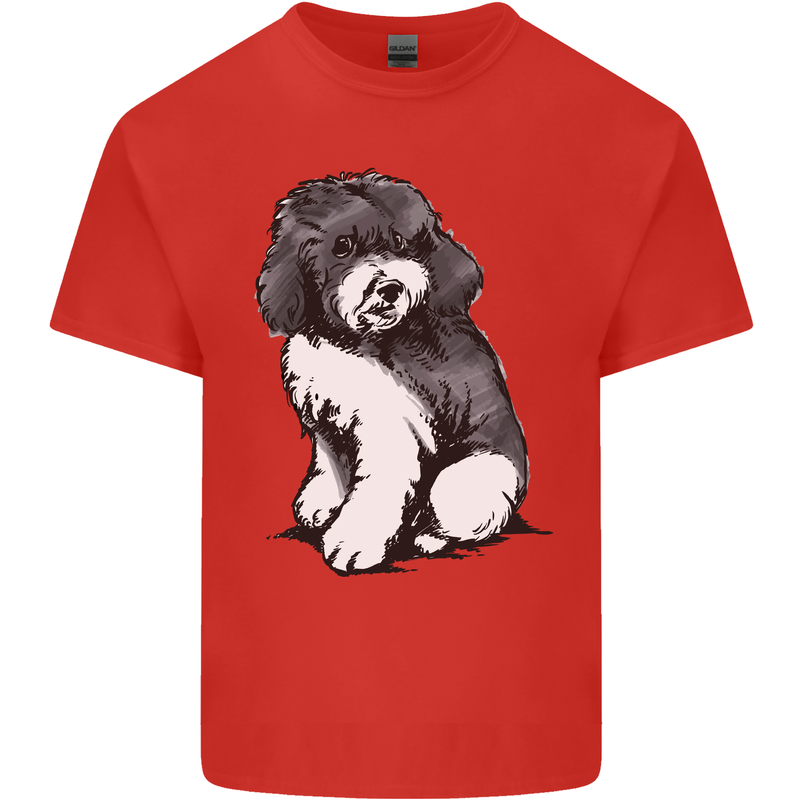 Harlequin Poodle Sketch Mens Cotton T-Shirt Tee Top Red