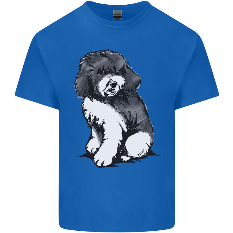 Harlequin Poodle Sketch Mens Cotton T-Shirt Tee Top Royal Blue