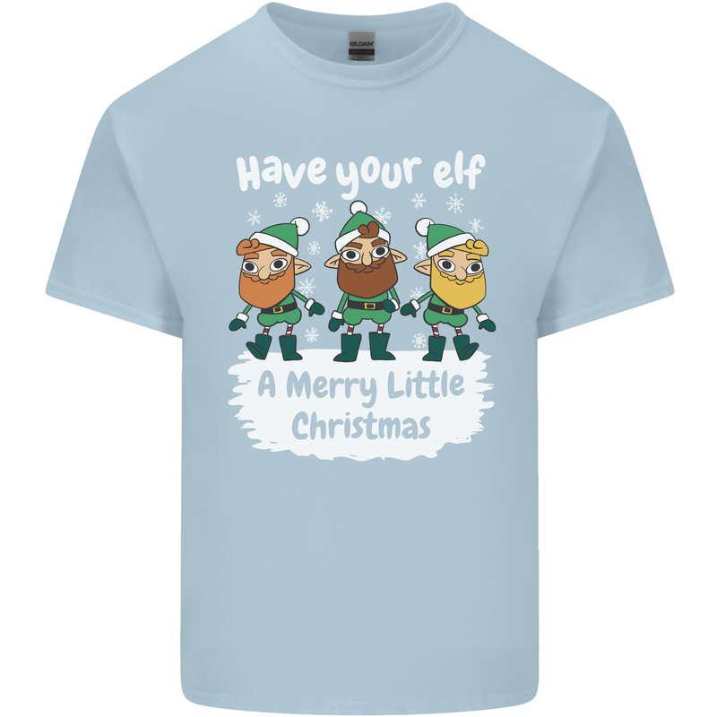 Have Your Elf a Merry Little Christmas Mens Cotton T-Shirt Tee Top Light Blue