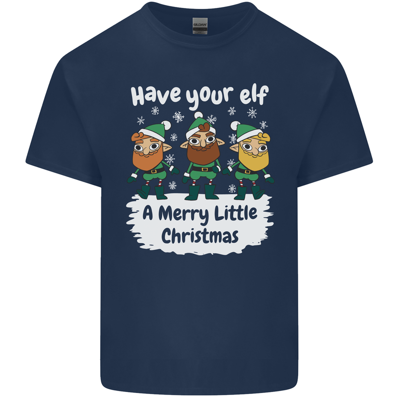 Have Your Elf a Merry Little Christmas Mens Cotton T-Shirt Tee Top Navy Blue