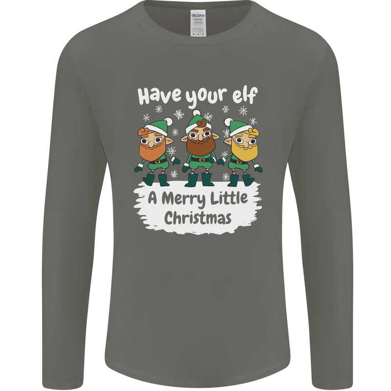 Have Your Elf a Merry Little Christmas Mens Long Sleeve T-Shirt Charcoal