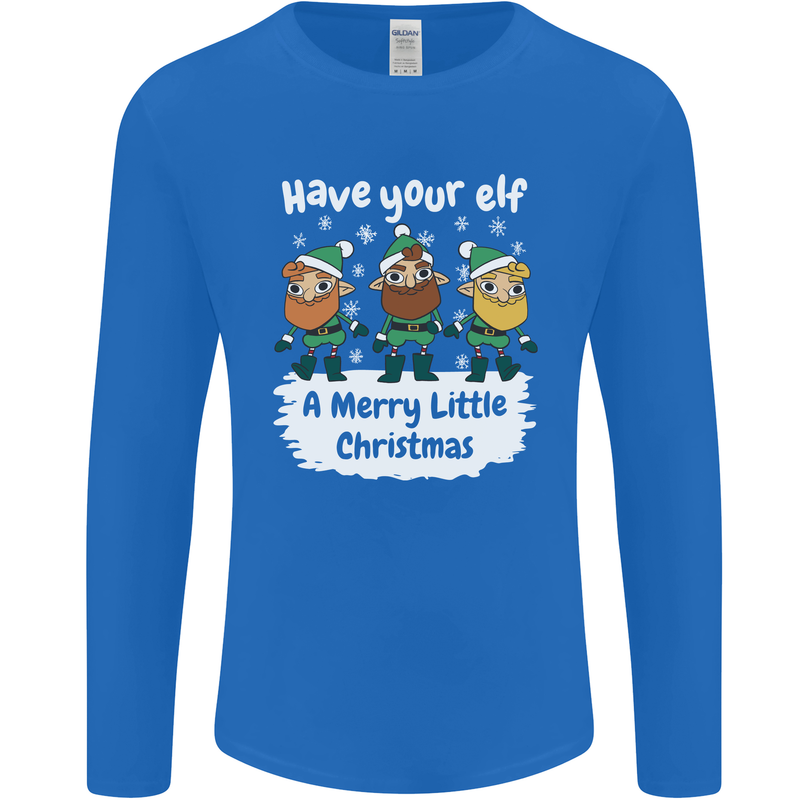 Have Your Elf a Merry Little Christmas Mens Long Sleeve T-Shirt Royal Blue