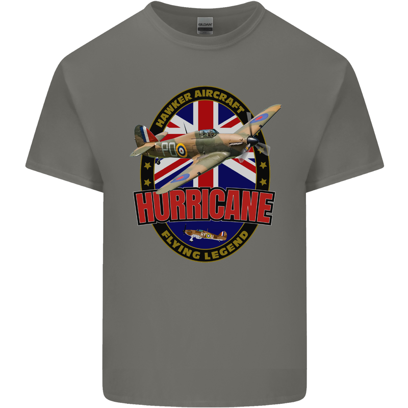 Hawker Hurricane Flying Legend Mens Cotton T-Shirt Tee Top Charcoal