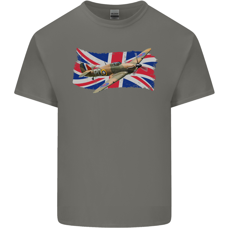 Hawker Hurricane with the Union Jack Kids T-Shirt Childrens Charcoal