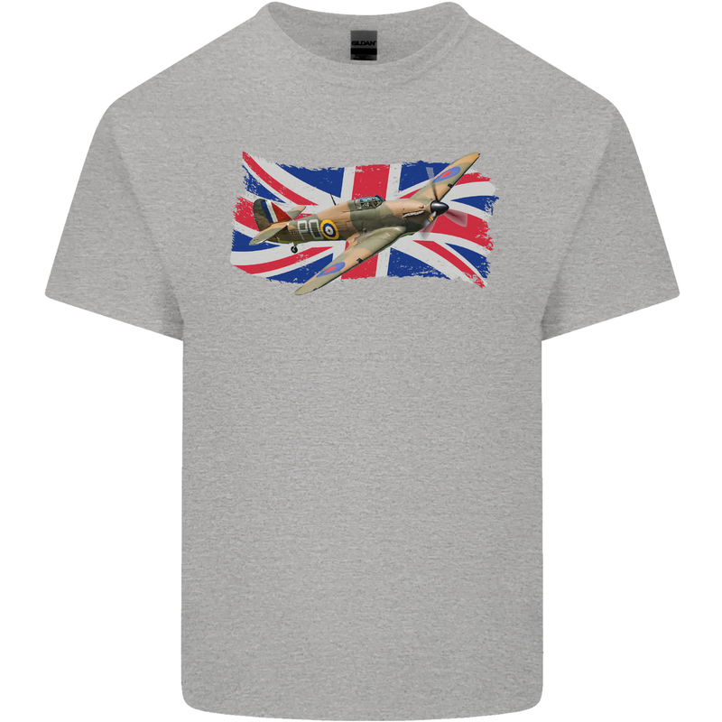 Hawker Hurricane with the Union Jack Kids T-Shirt Childrens Sports Grey