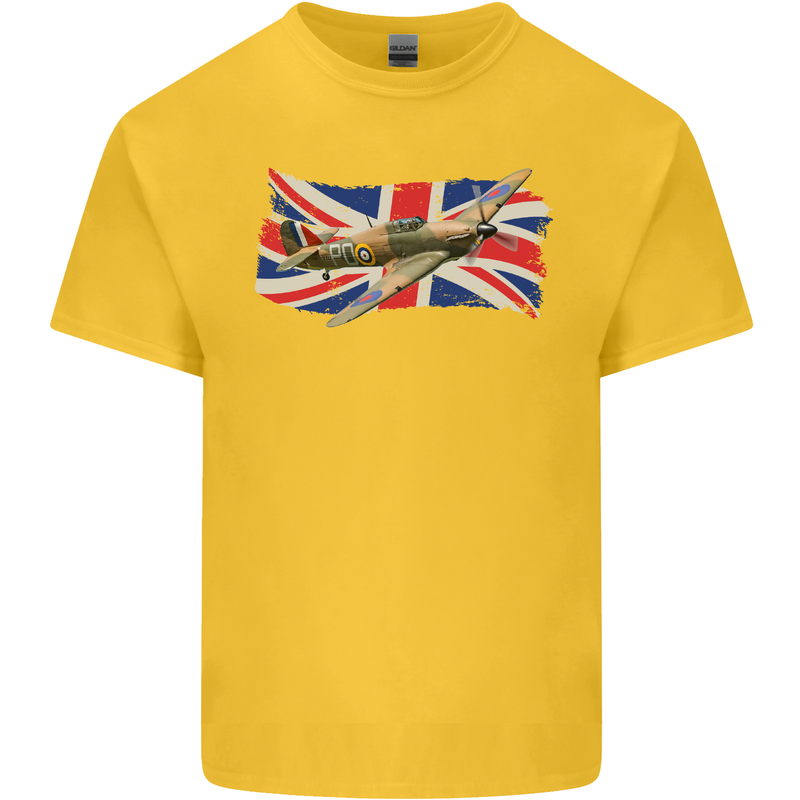 Hawker Hurricane with the Union Jack Kids T-Shirt Childrens Yellow