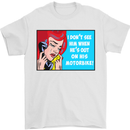 He's out on His Motorbike Biker Motorcycle Mens T-Shirt Cotton Gildan White
