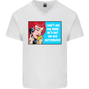 He's out on His Motorbike Biker Motorcycle Mens V-Neck Cotton T-Shirt White