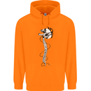 Headphone Wearing Skull Spine Childrens Kids Hoodie Orange