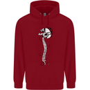 Headphone Wearing Skull Spine Childrens Kids Hoodie Red