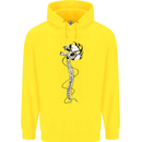 Headphone Wearing Skull Spine Childrens Kids Hoodie Yellow