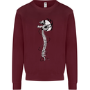 Headphone Wearing Skull Spine Kids Sweatshirt Jumper Maroon