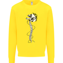 Headphone Wearing Skull Spine Kids Sweatshirt Jumper Yellow