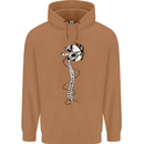 Headphone Wearing Skull Spine Mens 80% Cotton Hoodie Caramel Latte