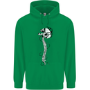 Headphone Wearing Skull Spine Mens 80% Cotton Hoodie Irish Green
