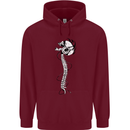 Headphone Wearing Skull Spine Mens 80% Cotton Hoodie Maroon