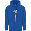 Headphone Wearing Skull Spine Mens 80% Cotton Hoodie Royal Blue