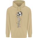 Headphone Wearing Skull Spine Mens 80% Cotton Hoodie Sand