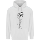 Headphone Wearing Skull Spine Mens 80% Cotton Hoodie White