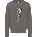 Headphone Wearing Skull Spine Mens Sweatshirt Jumper Charcoal