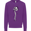 Headphone Wearing Skull Spine Mens Sweatshirt Jumper Purple