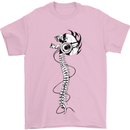 Headphone Wearing Skull Spine Mens T-Shirt Cotton Gildan Light Pink