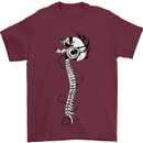 Headphone Wearing Skull Spine Mens T-Shirt Cotton Gildan Maroon