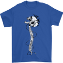 Headphone Wearing Skull Spine Mens T-Shirt Cotton Gildan Royal Blue