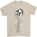 Headphone Wearing Skull Spine Mens T-Shirt Cotton Gildan Sand