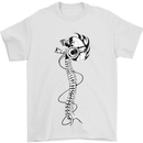 Headphone Wearing Skull Spine Mens T-Shirt Cotton Gildan White