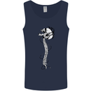 Headphone Wearing Skull Spine Mens Vest Tank Top Navy Blue