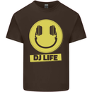 Headphones DJ Life Acid Face Vinyl Decks Kids T-Shirt Childrens Chocolate