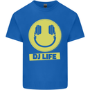 Headphones DJ Life Acid Face Vinyl Decks Kids T-Shirt Childrens Royal Blue