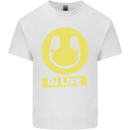 Headphones DJ Life Acid Face Vinyl Decks Kids T-Shirt Childrens White
