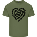 Heart Bike Chain Cycling Biker Motorbike Mens Cotton T-Shirt Tee Top Military Green