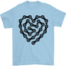 Heart Bike Chain Cycling Biker Motorbike Mens T-Shirt Cotton Gildan Light Blue