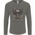 Heavy Metal Skull Rock Music Guitar Biker Mens Long Sleeve T-Shirt Charcoal