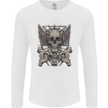 Heavy Metal Skull Rock Music Guitar Biker Mens Long Sleeve T-Shirt White